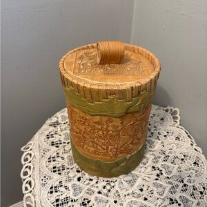 Handcrafted Decorative Storage Container - Green and Brown